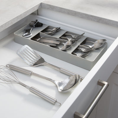 4 of 4:Kitchen Details 7 Slot Drawer Cutlery Organizer in Grey 