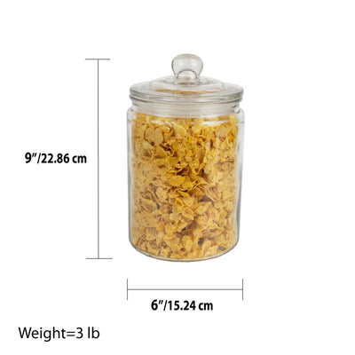 5 of 5:Home Basics Renaissance Collection Medium Glass Jar with Easy Grab Knob Handles, Clear 
