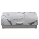 3 of 4:Home Basics Marble Like Roll Top Lid Steel Bread Box, White, 15.5x11.25x7.5 Inches 