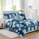 1 of 2:Apollo Oversized 5-Piece Reversible Quilt Set, Blue 