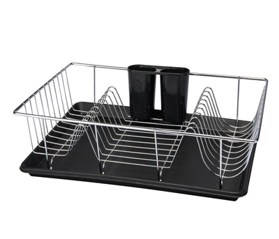 1 of 1:Kitchen Details 3 Piece Chrome Dishrack with Tray in Black 