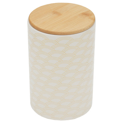 1 of 4:Grand pot en céramique Home Basics Scallop avec couvercle en bambou 