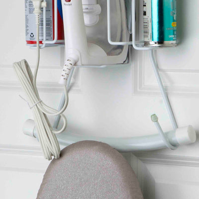 3 of 9:Sunbeam Over the Door Hanging Iron Board Holder and Organizer, White 