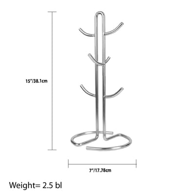 6 of 6:Home Basics Simplicity Collection 6 Hook Steel Mug Tree, Satin Chrome 