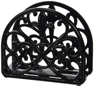 1 of 7:Home Basics Fleur De Lis - Servilletero de hierro fundido, color negro, 5.5 x 2.25 pulgadas 