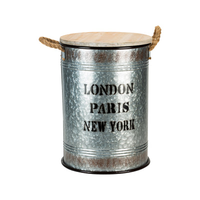 3 of 4:Neu Home Cobblestone Storage Bin Set of 2 with Wooden Lid 