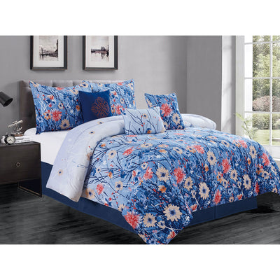 1 of 2:Premius Natalie 7 Piece Oversized Comforter Set, Blue 