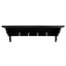 2 of 4:Home Basics Wood Floating Shelf with Key Hooks, Black 