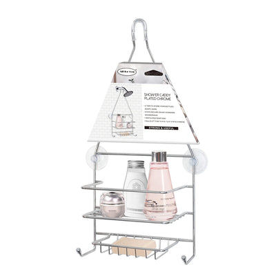 1 of 1:Étagère de douche chromée PREMIUS à 2 niveaux, 8,27 x 4 x 18,1 pouces 