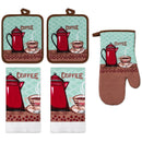 34 of 61:PREMIUS 5 Piece Printed Kitchen Linen Set, 2 Cotton Towels, 2 Pot Holders, 1 Oven Mitt 