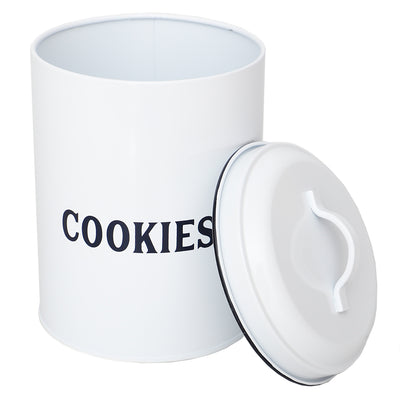 2 of 4:Boîte métallique pour biscuits de campagne Home Basics, blanche 