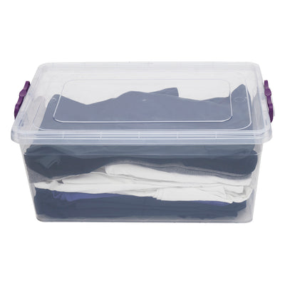 3 of 5:Home Basics Caja de almacenamiento de 20 litros con tapa con cierre, transparente 