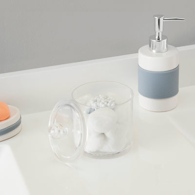2 of 3:Organiseur cosmétique Home Basics pour cotons-tiges et boules de coton, transparent, 4,7 x 3,7 pouces 