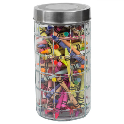 4 of 7:Home Basics Chex Collection 52 oz. Large  Glass Canister with Stainless Steel Lid 