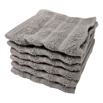 3 of 4:ECO LUXE Ribbed 6-Piece Cotton Washcloth Towel, 12x12 Inches 