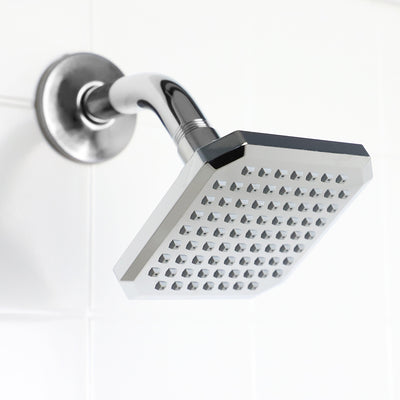 1 of 4:Home Basics Square Single Function Fixed Plastic Shower Head, Chrome 