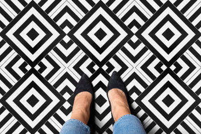 3 of 5:Retro 12x12 Self Adhesive Vinyl Floor Tile - Geometric - 20 Tiles/20 sq. ft. 