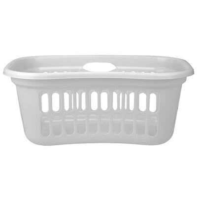 2 of 4:Home Basics Curved Hip Holding Large Capacity Lightweight Plastic Laundry Basket with Easy Grab Handles, White 