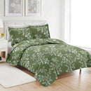 6 of 10:PREMIUS Fernando 3 Piece Microfiber Wrinkle-Free Quilt Set, Green-White 
