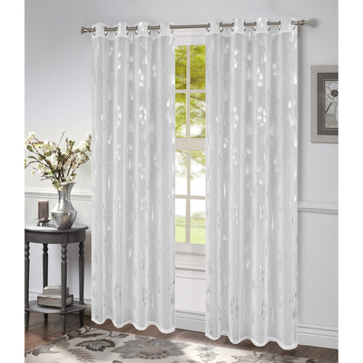 1 of 6:Felicity Ginkgo Leaf Foil Print Sheer Grommet Window Panel, 54x84 Inches 