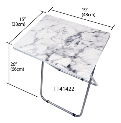 6 of 6:Home Basics Marble Multi-Purpose Foldable Table, Grey/White 