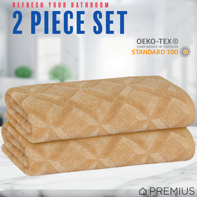 14 of 24:Serviette de bain PREMIUS Geo 100 % coton teint en fil, 27 x 54 pouces 