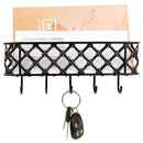 1 of 3:Home Basics Black Lattice Letter Rack with Key Hooks 