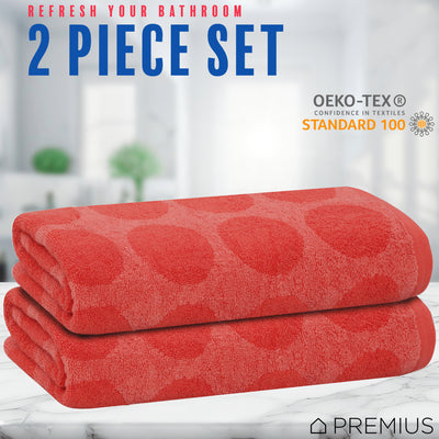 27 of 42:PREMIUS 2 Pack Circles 100% Cotton Yarn Dyed Bath Sheet Towel, 32x64 Inches 