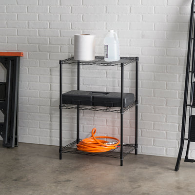 3 of 4:Home Basics 3 Tier Steel Wire Multi-Purpose Free-Standing Heavy Duty Shelf, Black 