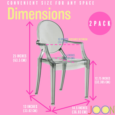 17 of 23:JOON 2 Pack Kids Ghost Chairs with Armrest, 25x13x14.5 Inches, Transparent 