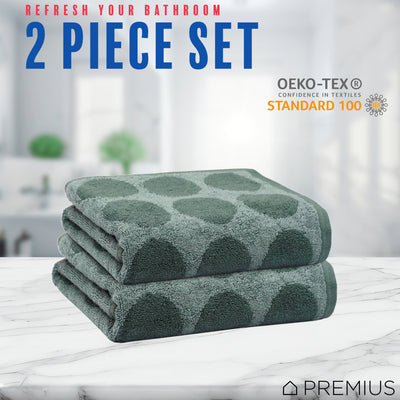 3 of 40:PREMIUS 2 Pack Circles 100% Cotton Yarn Dyed Hand Towel, 16x28 Inches 