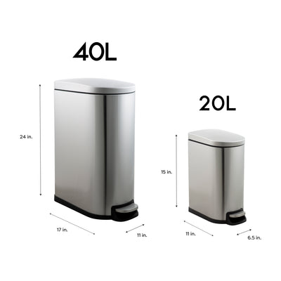 4 of 4:Neu Home 2 Pack 40 Liter and 10 Liter Dust Bins in Stainless Steel 