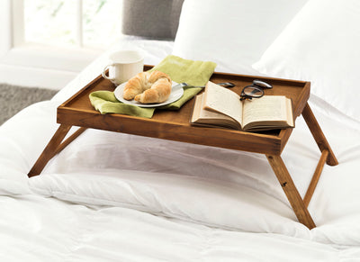 2 of 4:Home Basics Bed Tray With Folding Legs, Natural, 9x12x18.5 Inches 