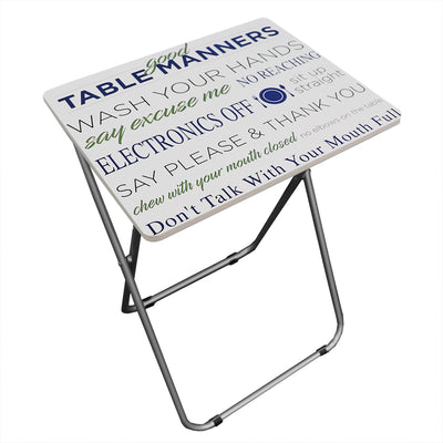 3 of 4:Home Basics Mind your Manners Multi-Purpose Foldable TV Tray Table, White 