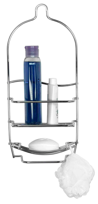 1 of 6:Home BasicsChrome Plated Steel Shower Caddy with Wash Cloth Bar 