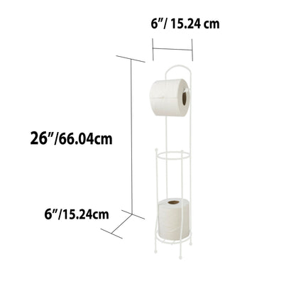 4 of 4:Home Basics Free-Standing Vinyl Coated Steel Dispensing Toilet Paper Holder, White 
