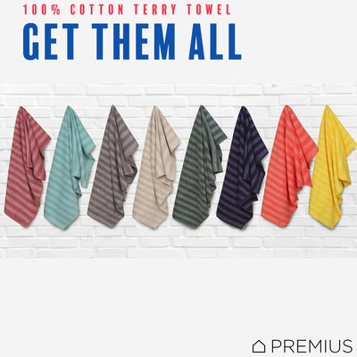 8 of 41:Serviette de bain PREMIUS à rayures, 100 % coton teint en fil, 27 x 54 pouces 