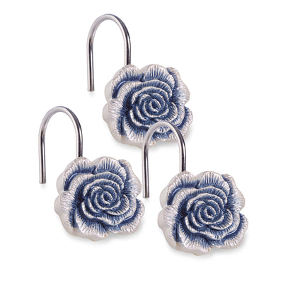 7 of 9:Blossom Rose Complete Bath Ensemble Decor Set, Blue, All Sold Separately 