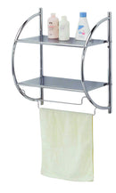 1 of 7:Étagère de salle de bain à 2 niveaux avec porte-serviettes - Finition chromée 