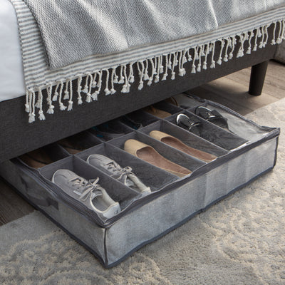 2 of 4:Coffre de rangement Simplify pour 12 paires de chaussures sous le lit, gris chiné 