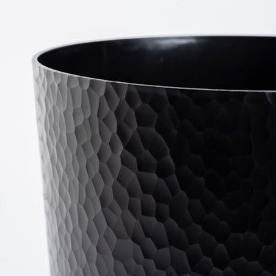 4 of 4:Bath Bliss Hammered Textured Trash Can in Black 