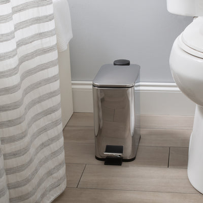 3 of 4:Simplify Slim Rectangular 5 Liter Pedal Trash Bin with Soft Close Lid in Stainless Steel 