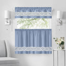 37 of 40:Paige Embroidered Kitchen Curtain and Valance Set, Tiers 55x36, Valance 55x13 Inches 