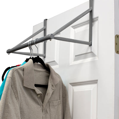 1 of 7:Home Basics Over The Door Closet Rod Rack, Silver, 17.75x10x10.15 Inches 