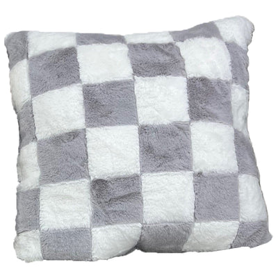 1 of 8:Coussin en fausse fourrure à carreaux Raceway, 50 x 50 cm 