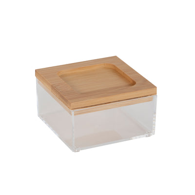 1 of 4:Simplify Organizador transparente cuadrado pequeño con tapa de bambú 