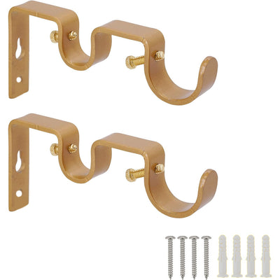 1 of 1:Nancy Heavy Duty Double Curtain Rod Bracket, Gold, 2-Pack 