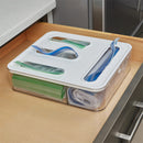 1 of 1:Home Basics Kitchen Drawer Plastic Food Storage Bag Organizer, 3 Compartments, 12.5x11x3.25 Inches 