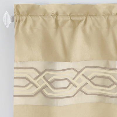 11 of 40:Paige Embroidered Kitchen Curtain and Valance Set, Tiers 55x36, Valance 55x13 Inches 