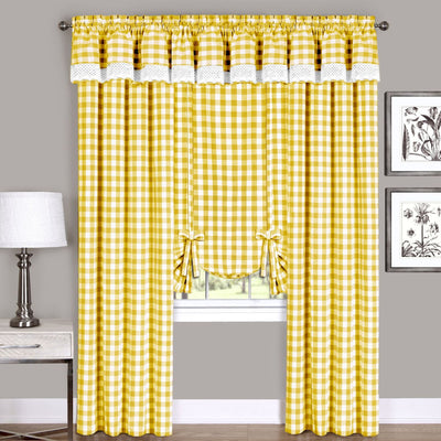 3 of 4:Panel de cortina para ventana con cuadros Buffalo - 42x63 - Amarillo 